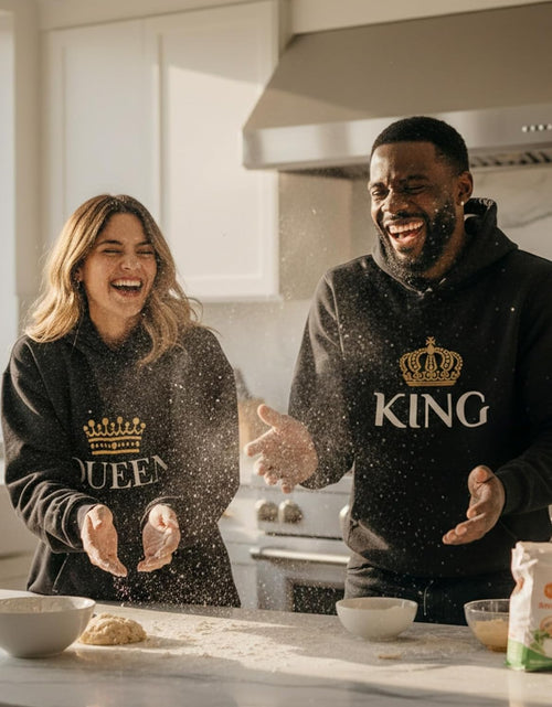 Load image into Gallery viewer, King and Queen Hoodies Set for His and Hers Sweatshirts Matching Couple Hoodies

