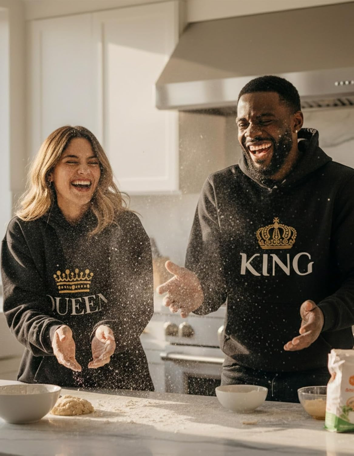 King and Queen Hoodies Set for His and Hers Sweatshirts Matching Couple Hoodies