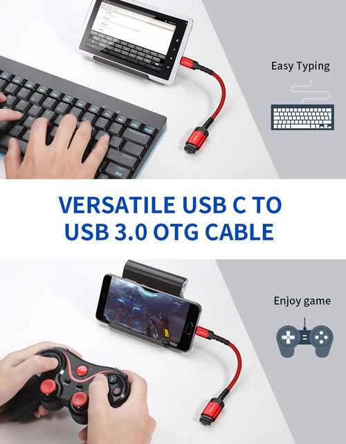 Load image into Gallery viewer, USB C to USB Adapter,  [0.5Ft 2 Pack] Type C 3.0 OTG Cable on the Go Type C Male to USB a Female Adapter Compatible with Macbook Pro 2018 2017,Samsung Galaxy S20 S20+ Ultra S8 S9 Note 10 -Red
