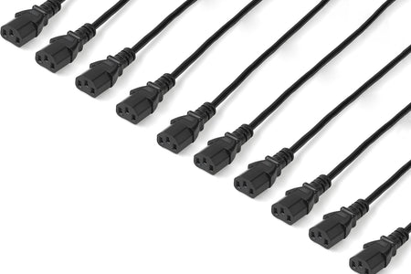 10Ft (3M) Computer Power Cord, NEMA 5-15P to C13, 10A 125V, 18AWG, 10 Pack, Black Replacement AC Power Cord, Printer Power Cord, Monitor/Pc Power Supply Cable - UL Listed (PXT1011010PK)