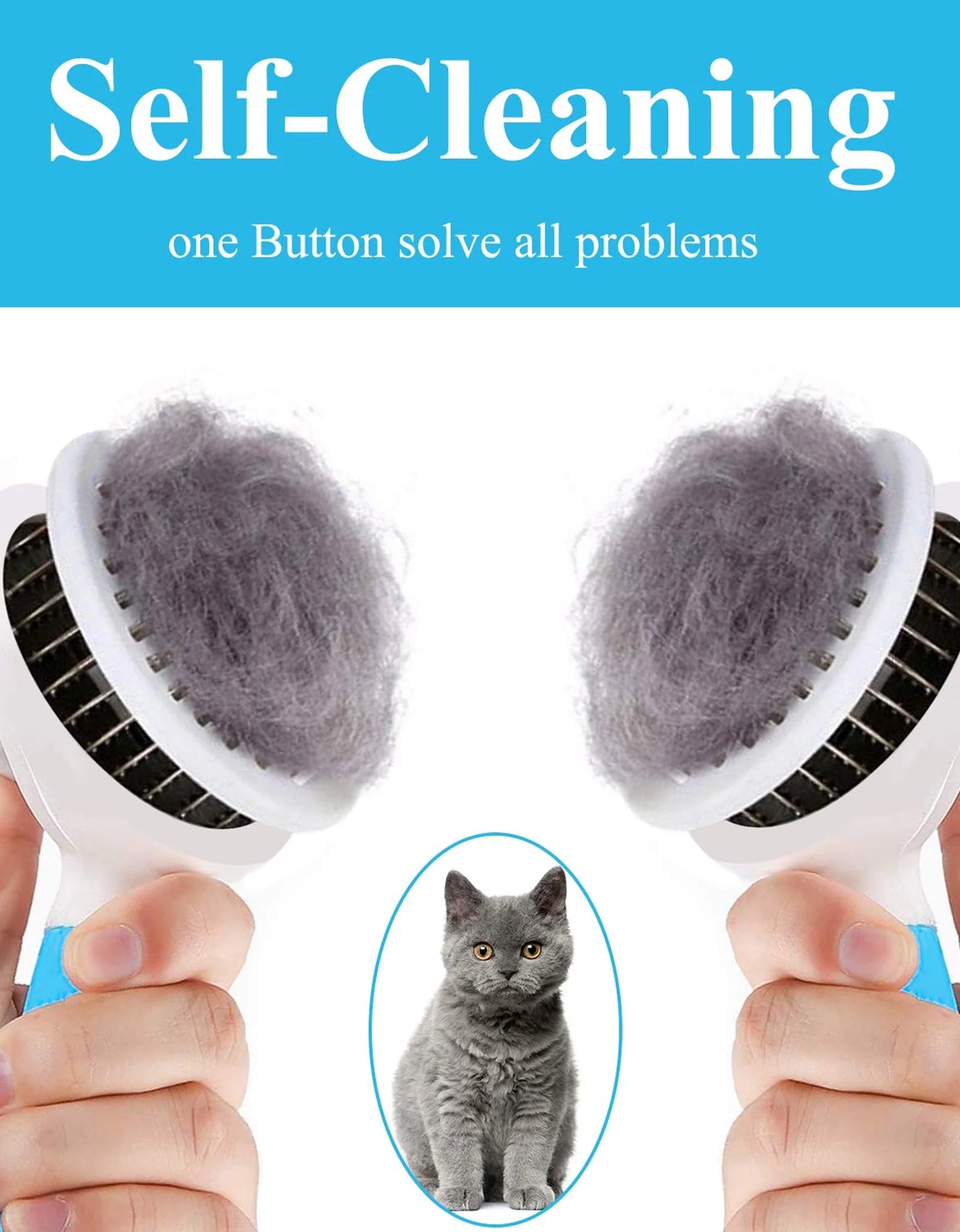 Cat Brush Self Cleaning Grooming Tool for Shedding and Grooming All Hair Lengths