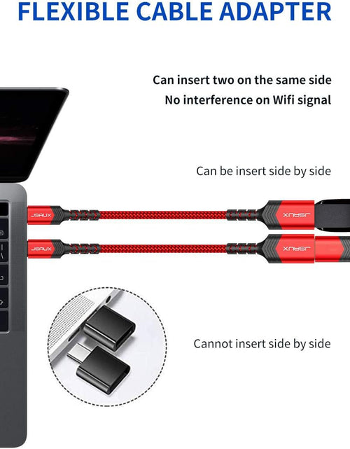 Load image into Gallery viewer, USB C to USB Adapter,  [0.5Ft 2 Pack] Type C 3.0 OTG Cable on the Go Type C Male to USB a Female Adapter Compatible with Macbook Pro 2018 2017,Samsung Galaxy S20 S20+ Ultra S8 S9 Note 10 -Red
