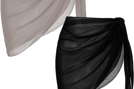 2 Pieces Women Beach Sarongs Sheer Cover Ups Chiffon Bikini Wrap Skirt for Swimwear S-XXL