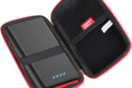 Hard Travel Case for Ekrist/Lanluk Portable Charger Power Bank 25800Mah (Black + Red Zipper)