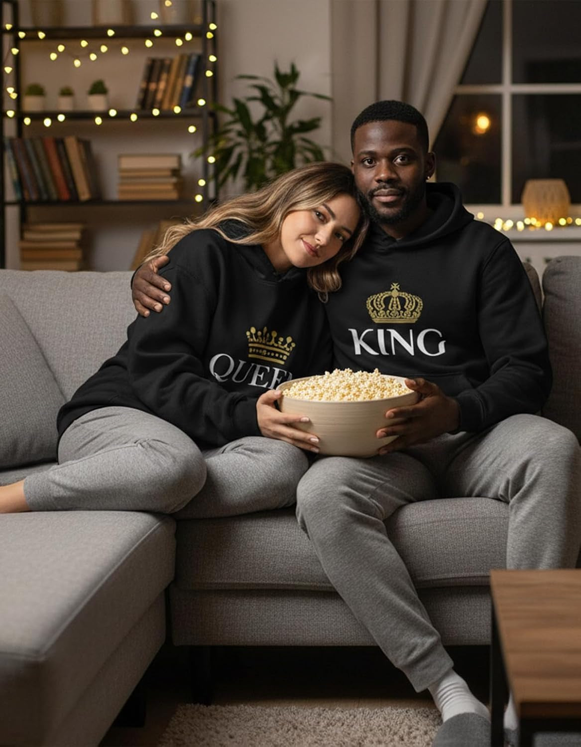 King and Queen Hoodies Set for His and Hers Sweatshirts Matching Couple Hoodies
