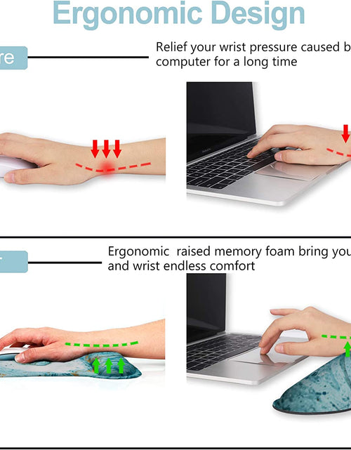Load image into Gallery viewer, Keyboard Wrist Rest and Mouse Pad with Wrist Support, Ergonomic Mouse Pad, Durable Comfortable Lightweight for Easy Typing Pain Relief, Memory Foam Keyboard Mousepad Set, Teal Turqoise Marble
