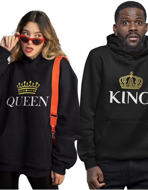 Load image into Gallery viewer, King and Queen Hoodies Set for His and Hers Sweatshirts Matching Couple Hoodies
