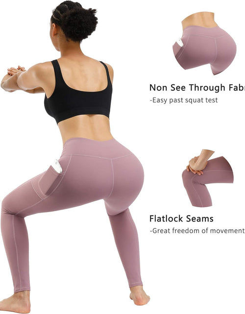 Load image into Gallery viewer, 2 Pack High Waist Yoga Pants with Pockets, Tummy Control Workout Running Yoga Leggings for Women
