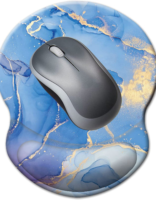 Load image into Gallery viewer, Wrist Mouse Pad, Non-Slip Ergonomic Mouse Pad with Gel Wrist Rest Support, Gaming Mouse Pad 8.7 X 7.5 Inches Pad for Computer, Laptop, Home, Office (Marble Golden Blue)
