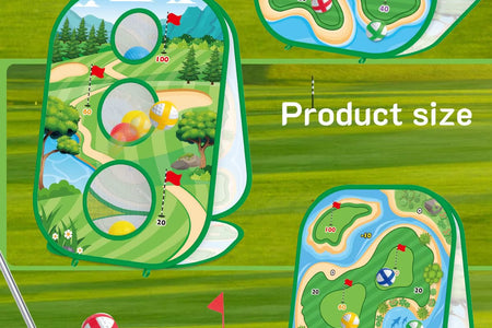 4 in 1 Kids Golf Games Set Golf Putting Practice Mat 3-Sided Golf Chipping Net with Club Kid Adults Multiple Modes Golf Practice