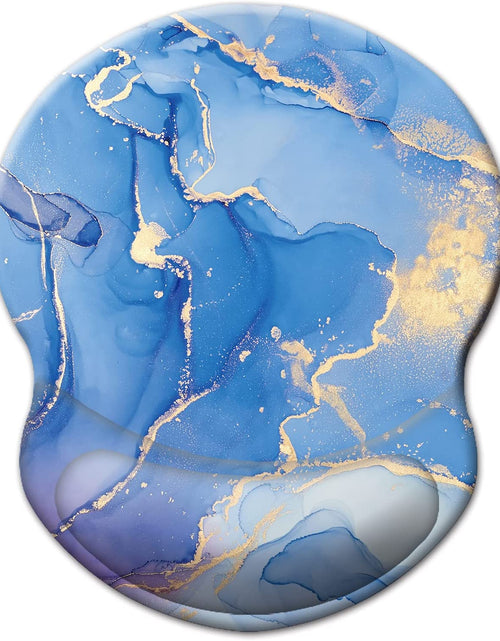Load image into Gallery viewer, Wrist Mouse Pad, Non-Slip Ergonomic Mouse Pad with Gel Wrist Rest Support, Gaming Mouse Pad 8.7 X 7.5 Inches Pad for Computer, Laptop, Home, Office (Marble Golden Blue)
