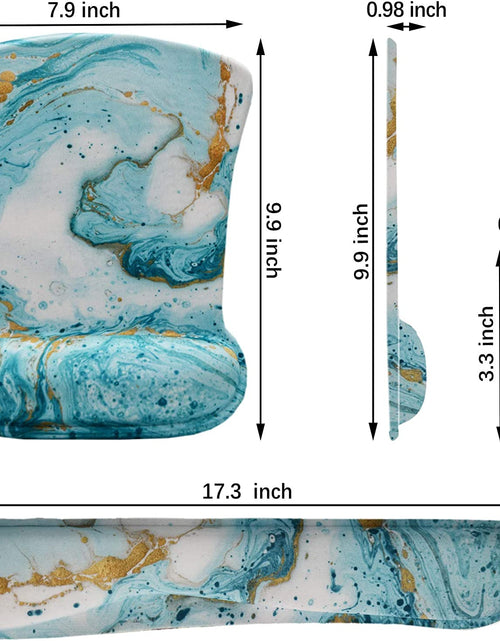 Load image into Gallery viewer, Keyboard Wrist Rest and Mouse Pad with Wrist Support, Ergonomic Mouse Pad, Durable Comfortable Lightweight for Easy Typing Pain Relief, Memory Foam Keyboard Mousepad Set, Teal Turqoise Marble

