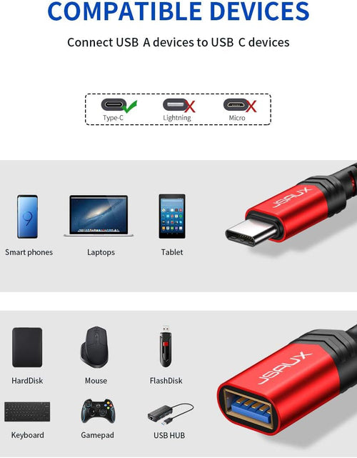 Load image into Gallery viewer, USB C to USB Adapter,  [0.5Ft 2 Pack] Type C 3.0 OTG Cable on the Go Type C Male to USB a Female Adapter Compatible with Macbook Pro 2018 2017,Samsung Galaxy S20 S20+ Ultra S8 S9 Note 10 -Red
