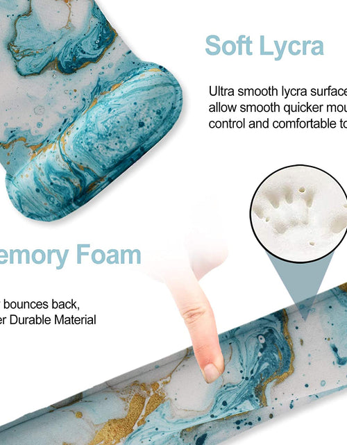 Load image into Gallery viewer, Keyboard Wrist Rest and Mouse Pad with Wrist Support, Ergonomic Mouse Pad, Durable Comfortable Lightweight for Easy Typing Pain Relief, Memory Foam Keyboard Mousepad Set, Teal Turqoise Marble
