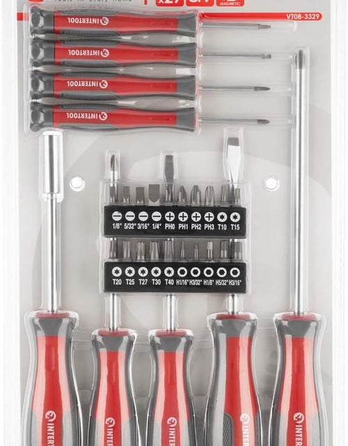 Load image into Gallery viewer, Screwdriver &amp; Precision Driver Tool Set with Magnetic Tips and Bits - Phillips, Flat Head, Torx, Hex - Cr-V Steel with Cushion Grip Handles VT08-3329
