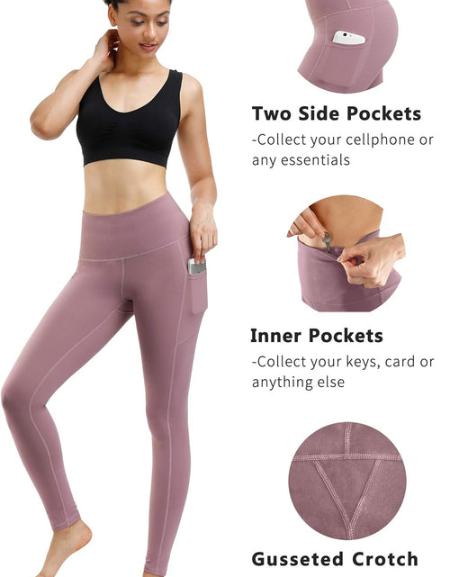 Load image into Gallery viewer, 2 Pack High Waist Yoga Pants with Pockets, Tummy Control Workout Running Yoga Leggings for Women
