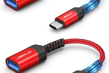 USB C to USB Adapter,  [0.5Ft 2 Pack] Type C 3.0 OTG Cable on the Go Type C Male to USB a Female Adapter Compatible with Macbook Pro 2018 2017,Samsung Galaxy S20 S20+ Ultra S8 S9 Note 10 -Red