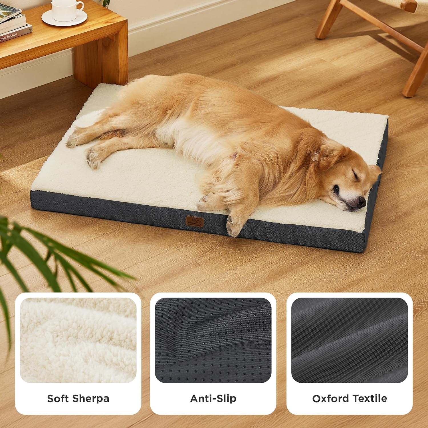 Large Dog Bed for Large Dogs up to 75Lbs - Big Orthopedic Dog Beds with Removable Washable Cover, Egg Crate Foam Pet Bed Mat, Grey