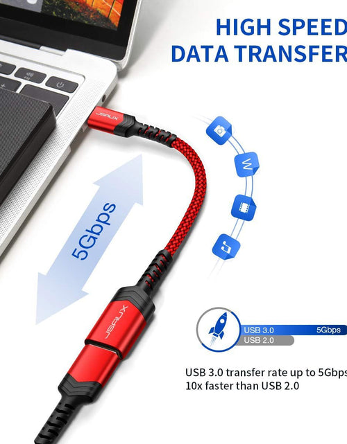 Load image into Gallery viewer, USB C to USB Adapter,  [0.5Ft 2 Pack] Type C 3.0 OTG Cable on the Go Type C Male to USB a Female Adapter Compatible with Macbook Pro 2018 2017,Samsung Galaxy S20 S20+ Ultra S8 S9 Note 10 -Red

